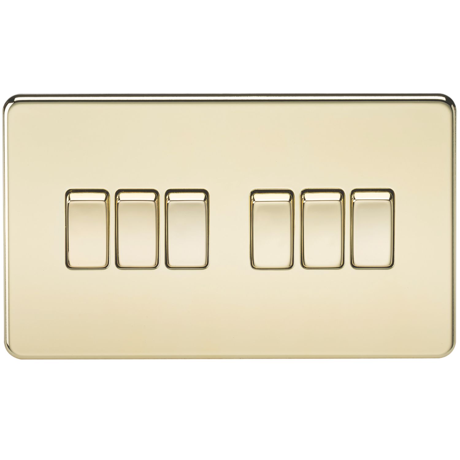 Knightsbridge 10AX 6-Gang 2-Way Light Switch Polished Brass (542VF)