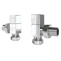 ETAL Swelt 15mm x 1/2" Chrome Angled Designer Manual Radiator Valve Head & Body  2 Pack