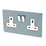 Varilight  13AX 2-Gang DP Switched Plug Socket Sky Blue  with White Inserts