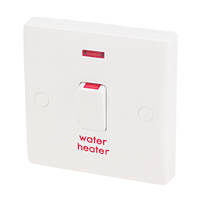Schneider Electric Ultimate Slimline 20A 1-Gang DP Water Heater Switch White with Neon