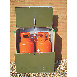 Trimetals Senturion 151319 2' 6" x 1' 6" (Nominal) Metal Gas Cylinder Storage with Base Green