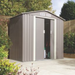 Rowlinson Trentvale 6' 6" x 3' 6" (Nominal) Apex Metal Shed Light Grey