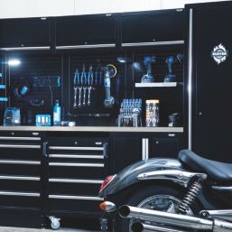 Bunker  Black 16 Piece Modular Storage Set with Steel Worktop