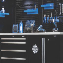 Bunker  Black 16 Piece Modular Storage Set with Steel Worktop