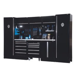 Bunker  Black 16 Piece Modular Storage Set with Steel Worktop