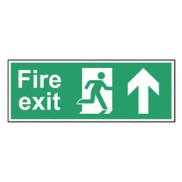 Essentials  Non Photoluminescent "Fire Exit Man Up Arrow" Sign 150mm x 400mm