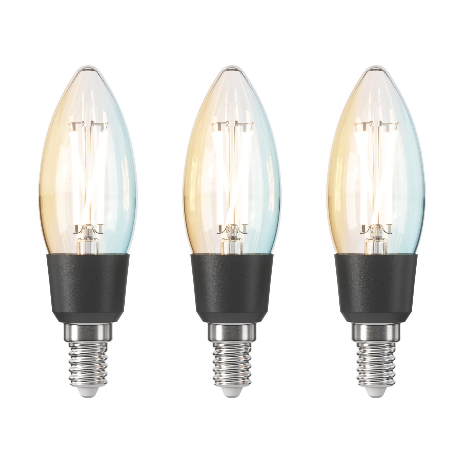 LAP E14 Candle LED Virtual Filament Smart Light Bulb 3.4W 470lm 3 Pack (543FM)