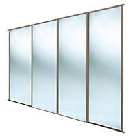 Spacepro Classic 4-Door Sliding Wardrobe Door Kit Stone Grey Frame Mirror Panel 2370 x 2260mm