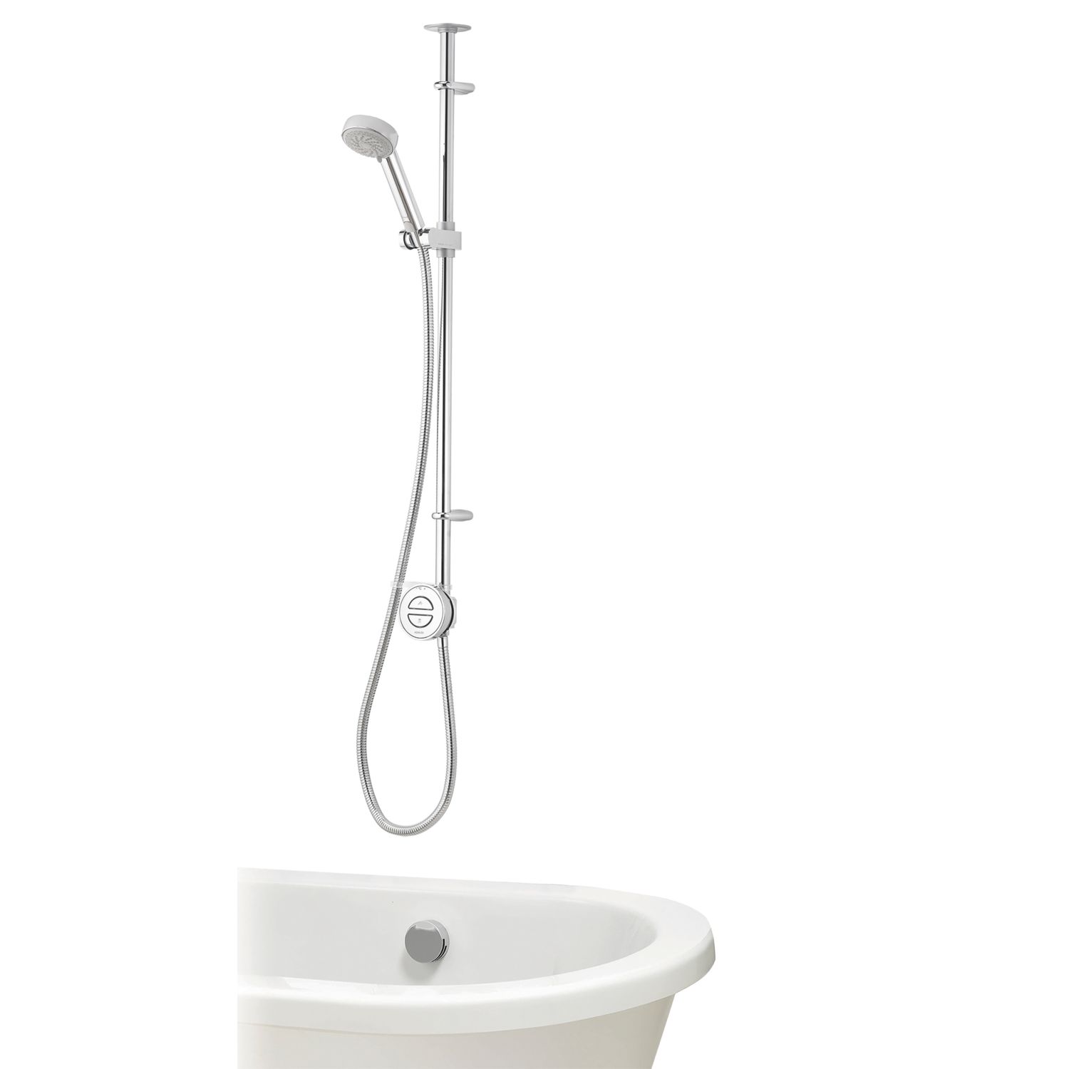 Aqualisa Smart Link Gravity-Pumped Ceiling-Fed Chrome Thermostatic Shower & Bath Filler (543JK)