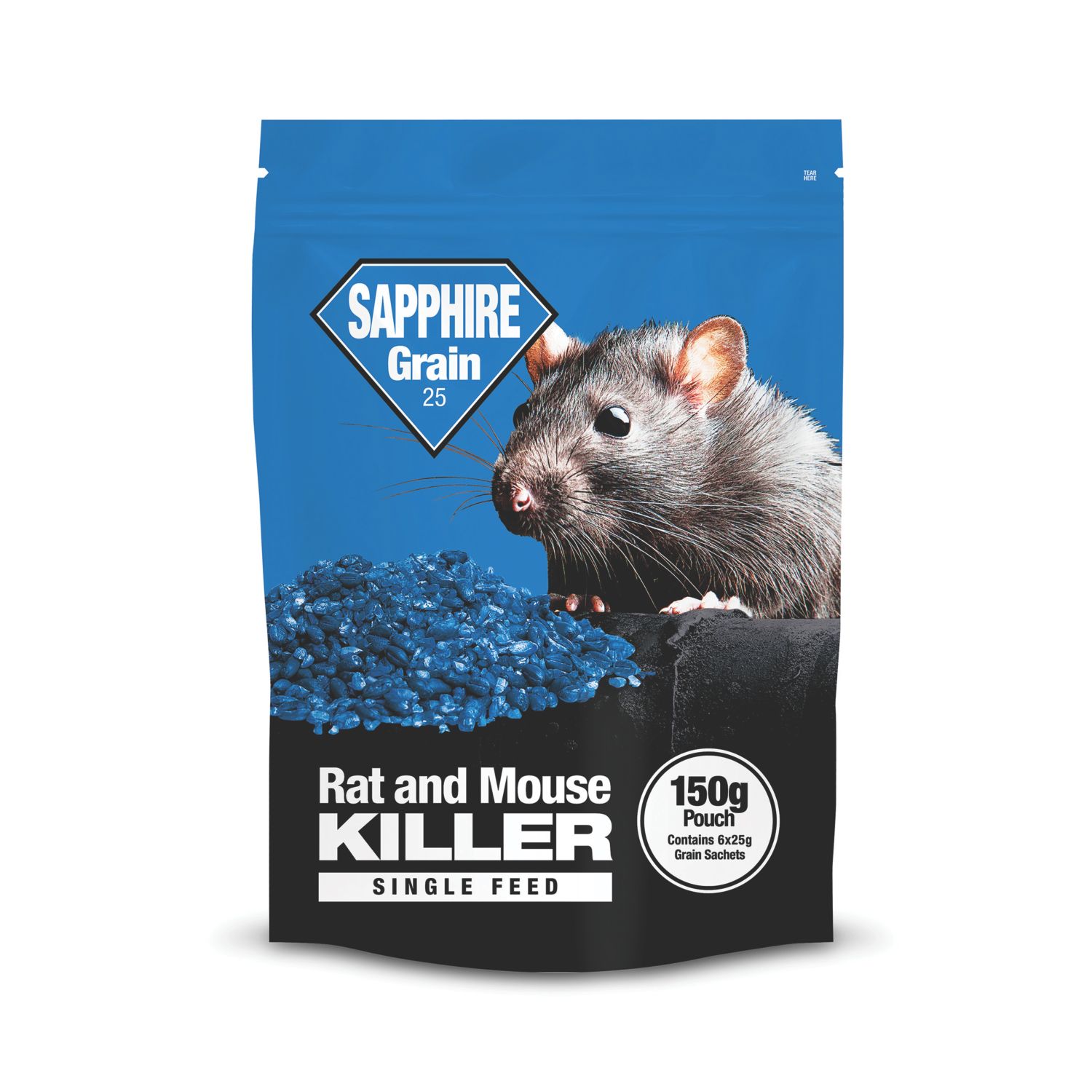 Sapphire Grain Rodent Rat & Mouse Killer Grain Bait 25g 6 Pack (543JP)