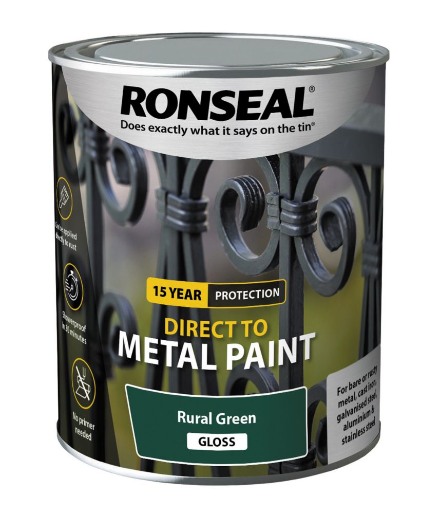 Ronseal Gloss Direct to Metal Paint Rural Green 750ml - Screwfix