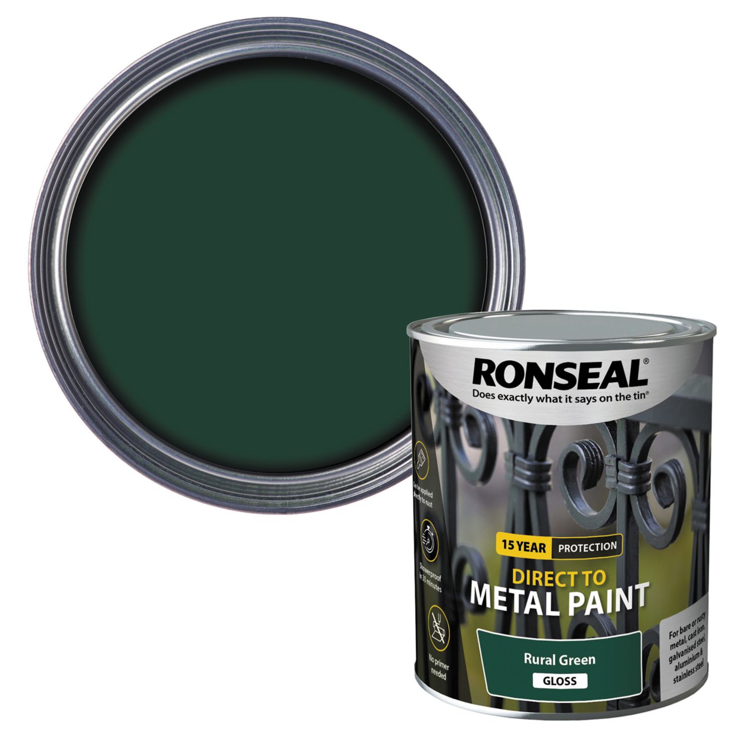 Ronseal 750ml Rural Green Gloss Anti Corrosive Metal Paint (543KK)