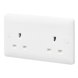 MK Base 13A 2-Gang Unswitched Socket White with White Inserts