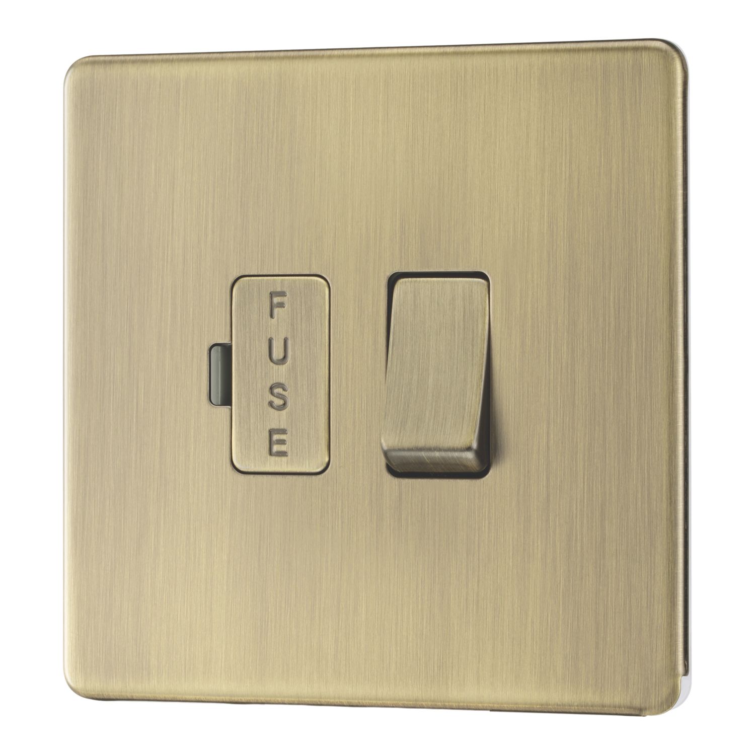 LAP 13A Switched Fused Spur Antique Brass with Colour-Matched Inserts (543PN)