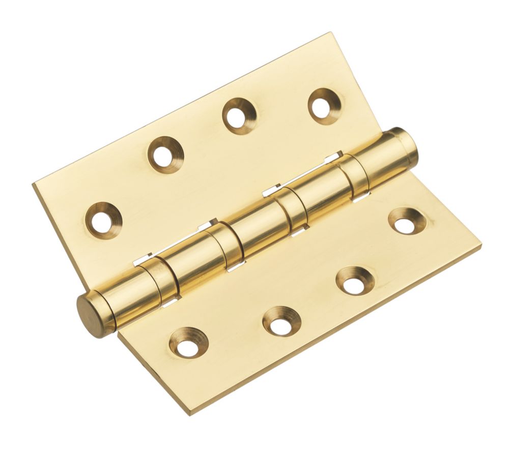 Smith & Locke Polished Brass Ball Bearing Hinges 100mm x 74.5mm 2 Pack