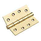 Smith & Locke Polished Brass  Ball Bearing Hinges 101 x 74.5mm 2 Pack