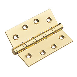 Smith & Locke Polished Brass  Ball Bearing Hinges 100mm x 74.5mm 2 Pack