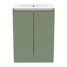 Newland  Double Door Floor Standing Vanity Unit with Basin Matt Sage Green 600mm x 450mm x 840mm