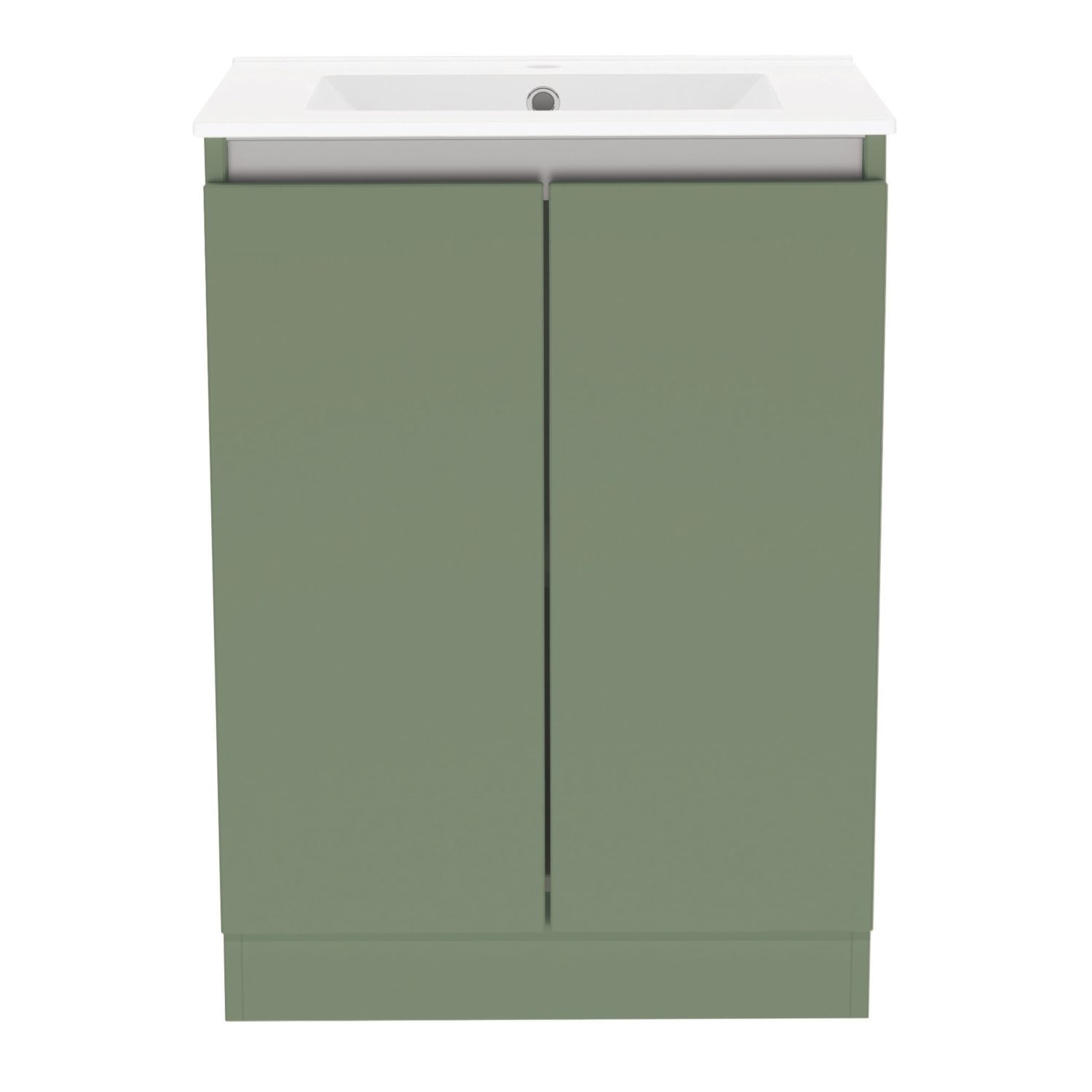 Newland Double Door Floor Standing Vanity Unit with Basin Matt Sage Green 600mm x 450mm x 840mm (543RN)