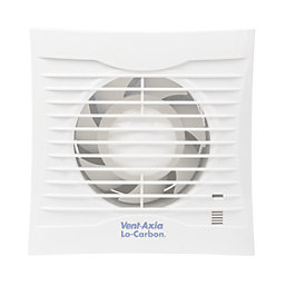 Vent-Axia 441625 Lo-Carbon Silhouette 100mm (4") Axial Bathroom Extractor Fan with Timer White 230V