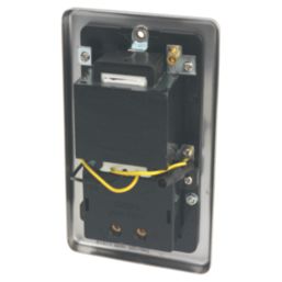 Hager  WRSO100BSB 1-Gang Dual Voltage Shaver Socket 115/230V ACV Brushed Steel with Black Inserts