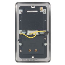 Hager  WRSO100BSB 1-Gang Dual Voltage Shaver Socket 115/230V ACV Brushed Steel with Black Inserts