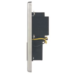 Hager  WRSO100BSB 1-Gang Dual Voltage Shaver Socket 115/230V ACV Brushed Steel with Black Inserts