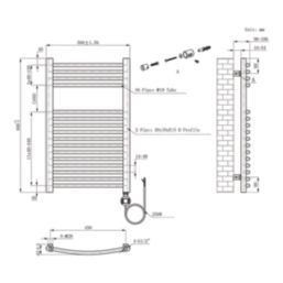 Flomasta 800mm x 500mm 853BTU Chrome Curved Electric Towel Radiator