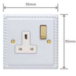 Varilight  13A 1-Gang 2-Pole Switched Socket Georgian White  with White Inserts