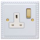 Varilight  13A 1-Gang 2-Pole Switched Socket Georgian White  with White Inserts