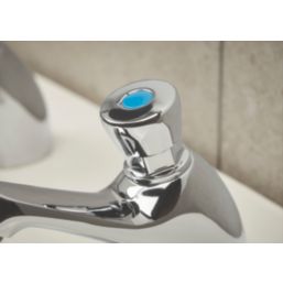 Bristan Timed Flow Chrome-Plated 98mm Push Button 2 Tap Holes Basin Pillar Tap