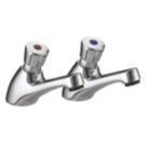 Bristan Timed Flow Chrome-Plated 98mm Push Button 2 Tap Holes Basin Pillar Tap