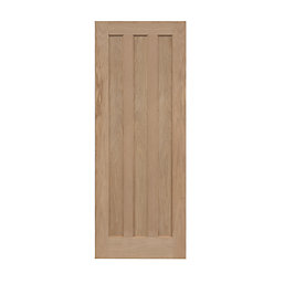 Unfinished Oak Wooden 3-Panel Internal Door 1981mm x 686mm
