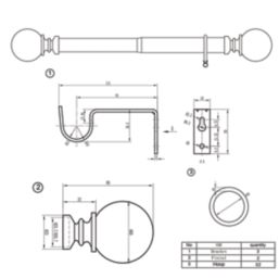 Cooke & Lewis Antique Brass Curtain Pole Set 28mm x 1.8 - 3.2m