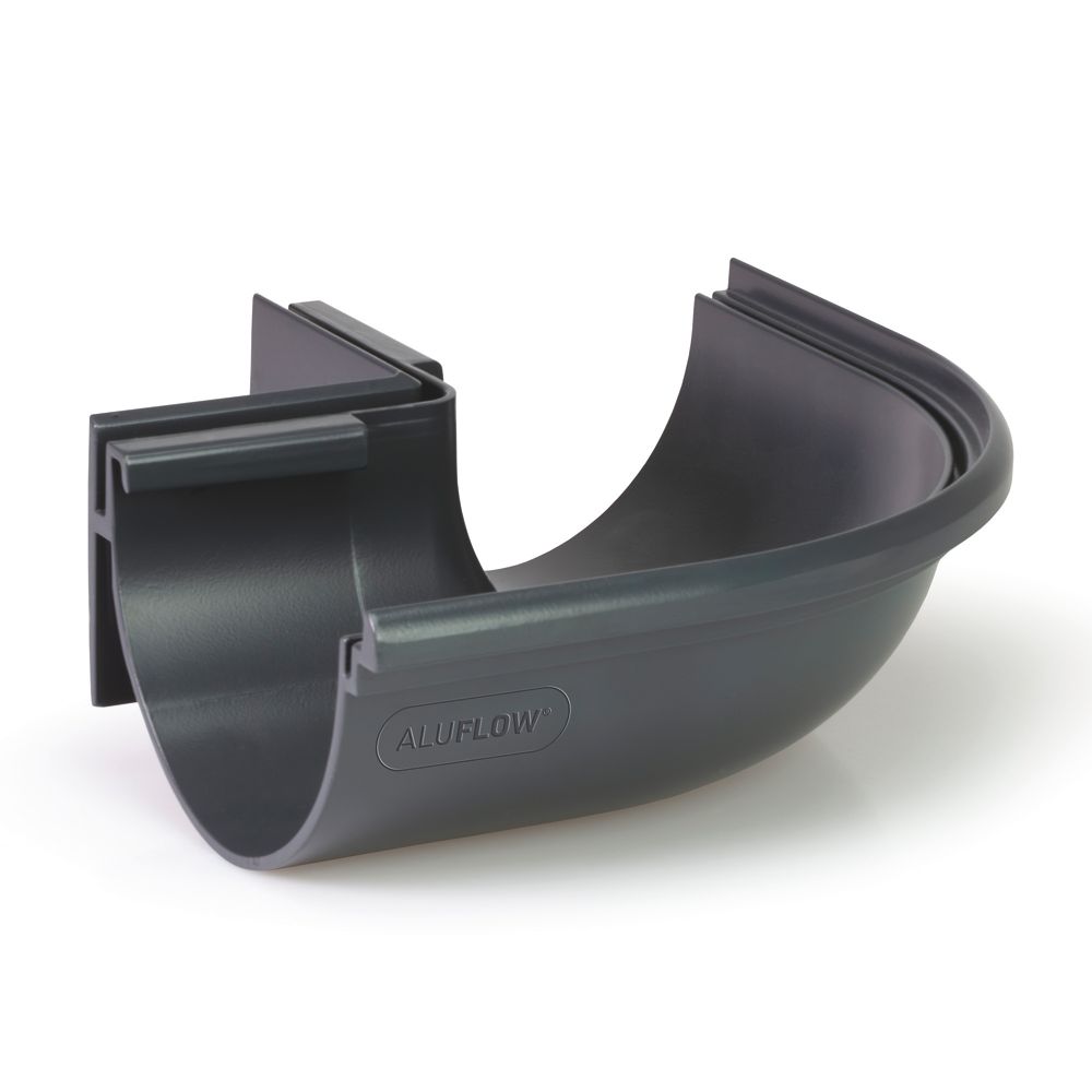 Aluflow 90° Half Round External Gutter Angle Grey 115mm Screwfix