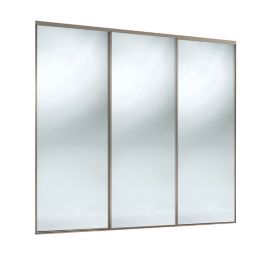 Spacepro Classic 3-Door Sliding Wardrobe Door Kit Nickel Frame Mirror Panel 2978mm x 2260mm