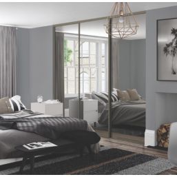 Spacepro Classic 3-Door Sliding Wardrobe Door Kit Nickel Frame Mirror Panel 2978mm x 2260mm