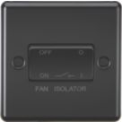 Knightsbridge  10AX 1-Gang TP Fan Isolator Switch Matt Black  with Black Inserts
