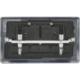Knightsbridge  13A 2-Gang DP Switched Socket Matt Black  with Black Inserts