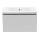 Newland  Single Drawer Wall-Mounted Vanity Unit with Basin Matt Pearl Grey 600mm x 450mm x 370mm