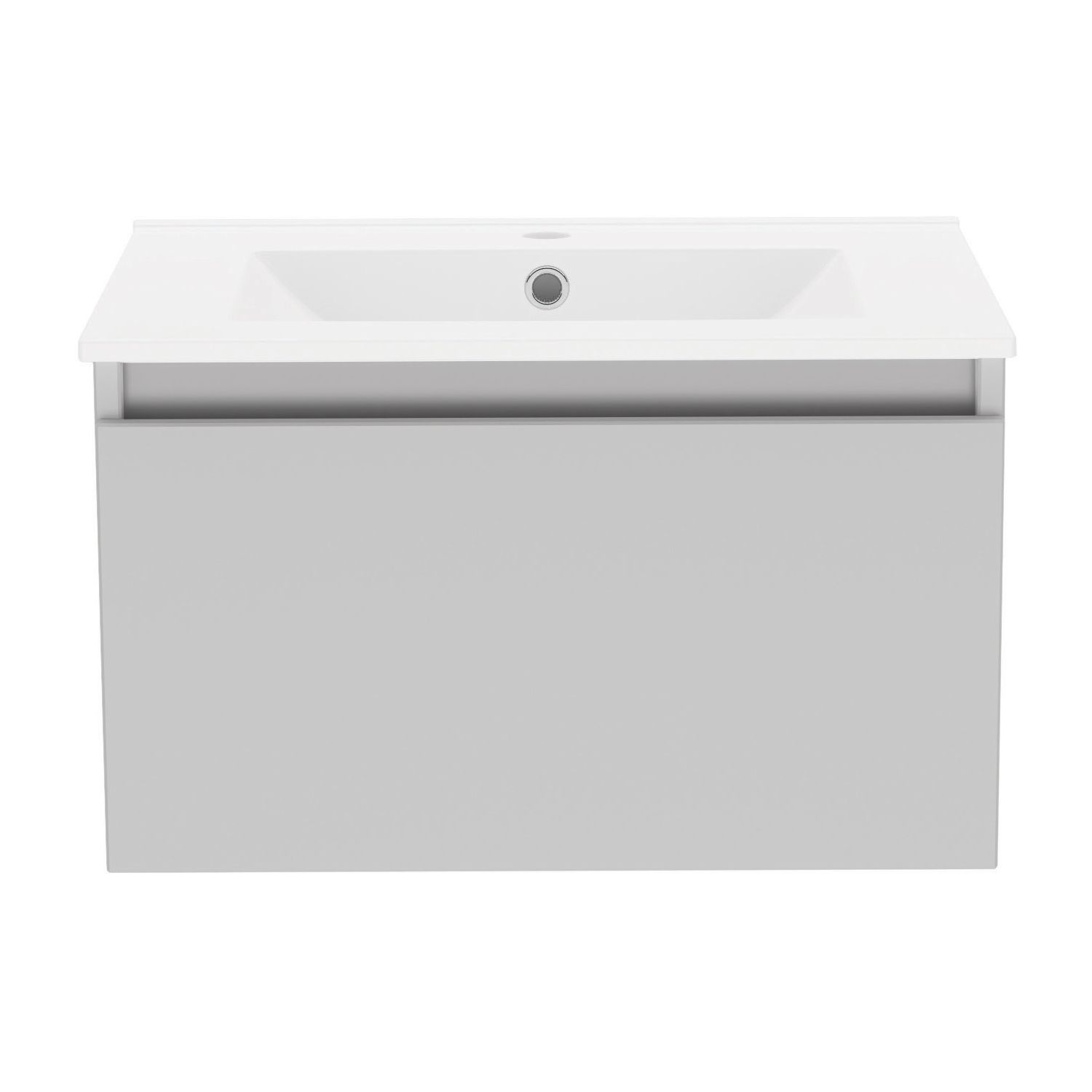 Newland Single Drawer Wall-Mounted Vanity Unit with Basin Matt Pearl Grey 600mm x 450mm x 370mm (544RN)