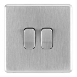 Arlec  10A 2-Gang 2-Way Light Switch  Stainless Steel