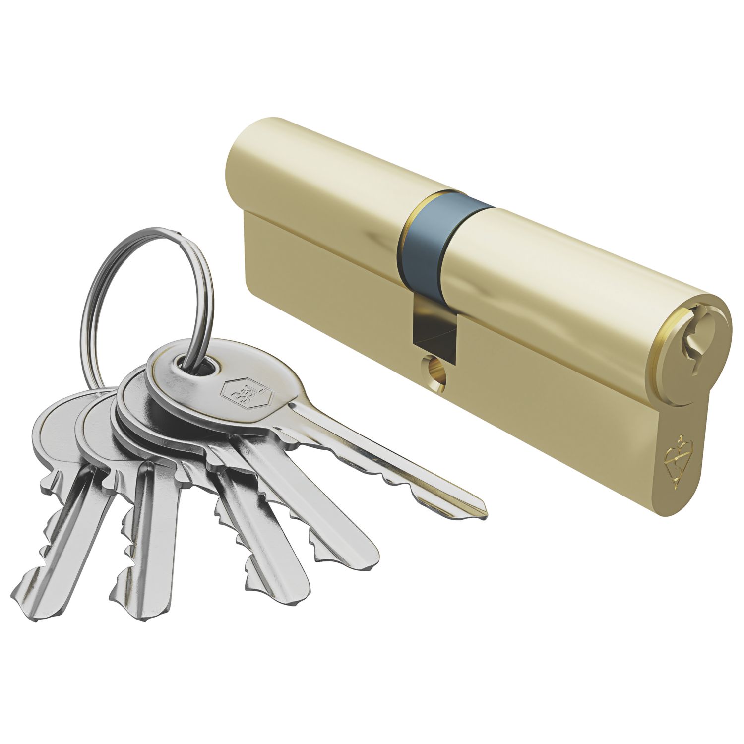 Smith & Locke Fire Rated 1 Star Double Double Cylinder Lock 45-50 (95mm) Polished Brass (544TE)