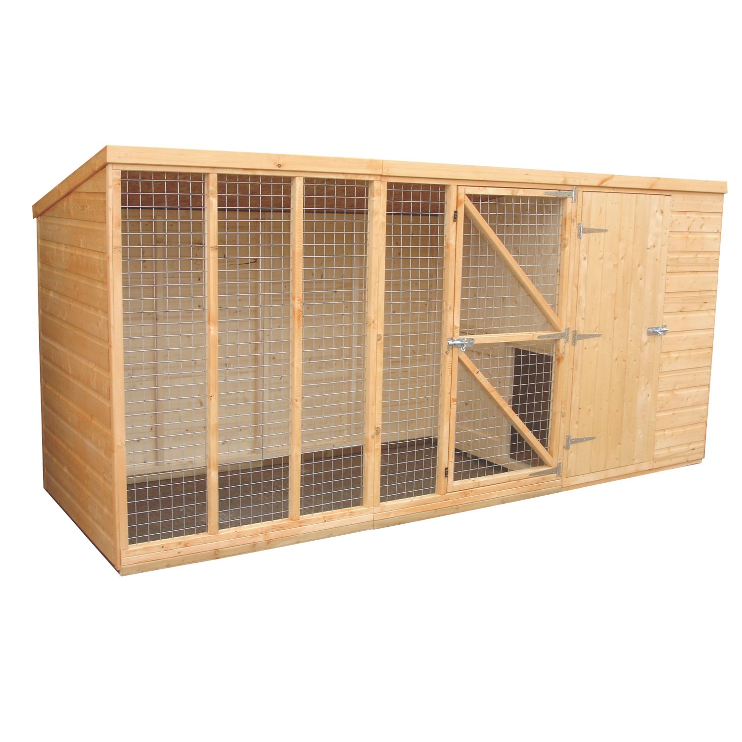 Shire Sanda 12' x 4' (Nominal) Pent Shiplap T&G Timber Dog Kennel (5456X)