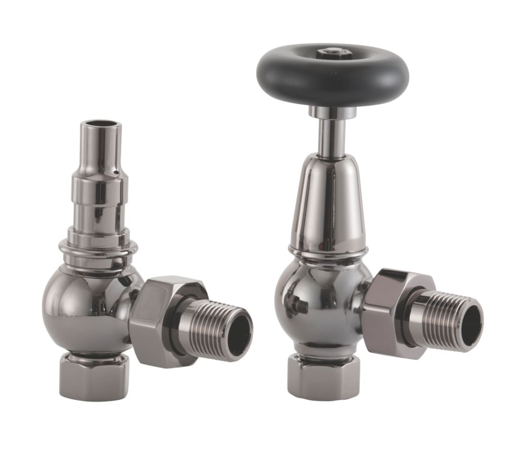 Arroll UK20 Black Nickel Angled Manual Radiator Valve & Lockshield