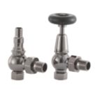 Arroll UK-20 15mm x 1/2" Black Nickel Angled & L/S Traditional Manual Radiator Valve & Lockshield