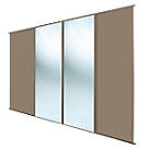 Spacepro Classic 4-Door Sliding Wardrobe Door Kit Stone Grey Frame Stone Grey / Mirror Panel 2370mm x 2260mm