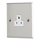 Contactum iConic 2A 1-Gang Unswitched Round Pin Socket Brushed Steel with White Inserts
