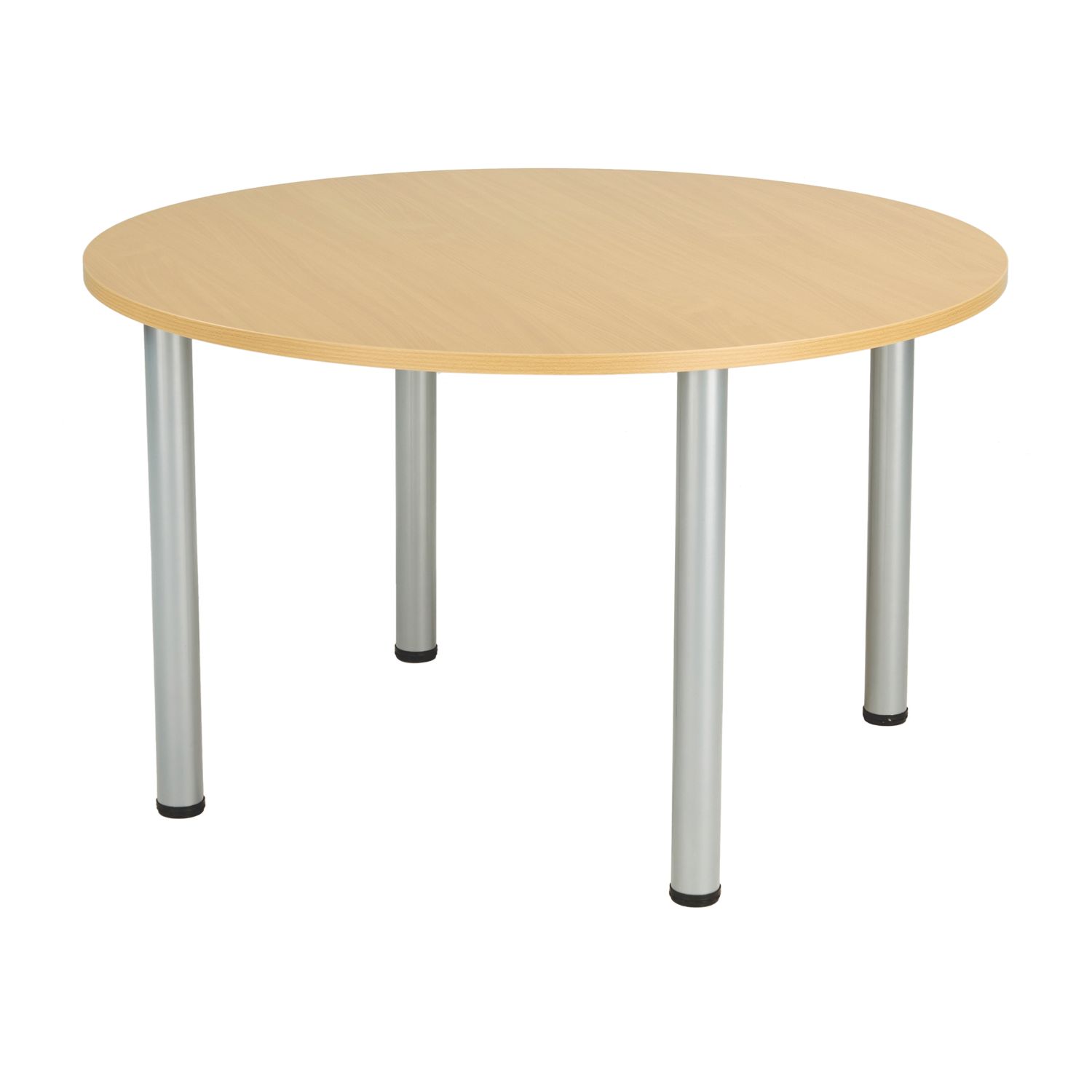 TC Group One Fraction Plus Round Meeting Table Nova Oak/Silver 1200mm x 1200mm (545TT)