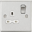 Knightsbridge CS7BCW 13A 1-Gang DP Switched Single Socket Brushed Chrome  with White Inserts